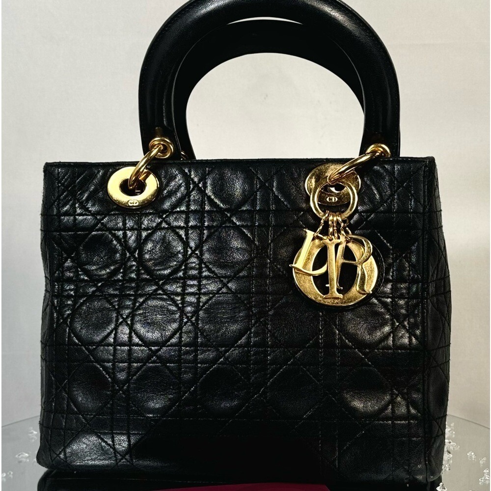 Lady Dior Lambskin Cannage Excellent Used Cond. with Dust Bag & Cert Of Auth